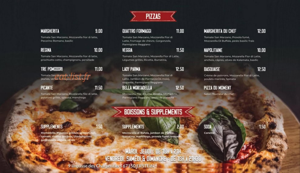 Chez Massimo — carte page 1