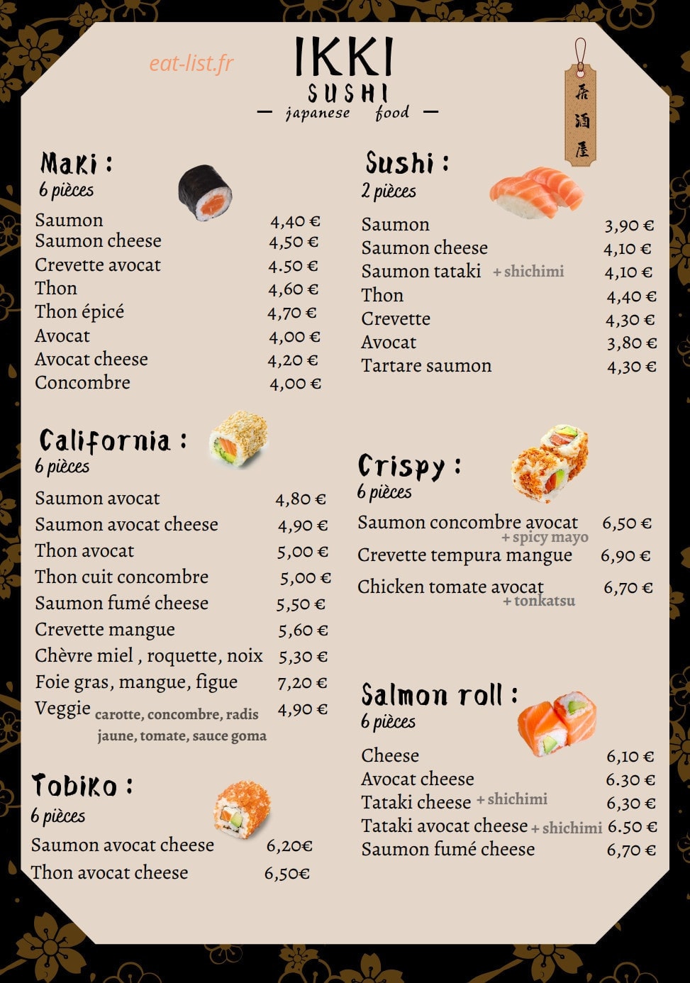 Ikki Sushi — carte page 2