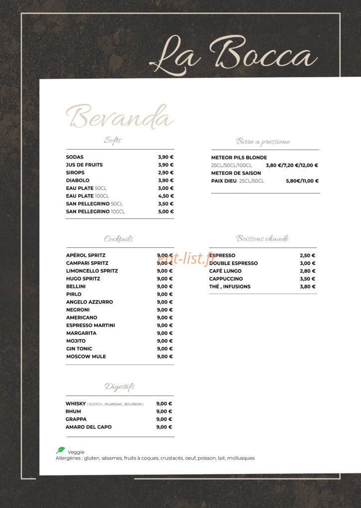 La Bocca — carte page 7
