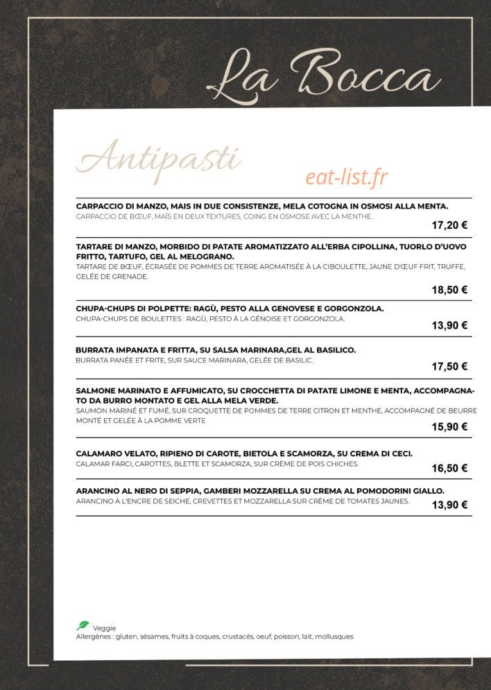 La Bocca — carte page 3