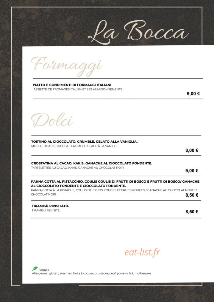 La Bocca — carte page 6