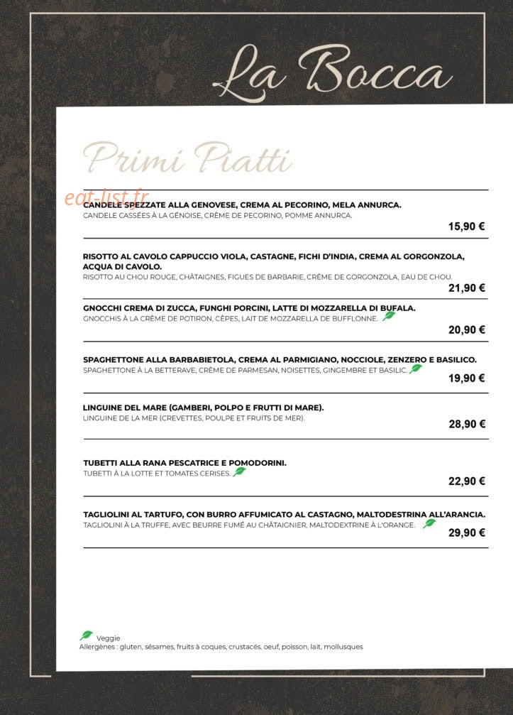 La Bocca — carte page 4