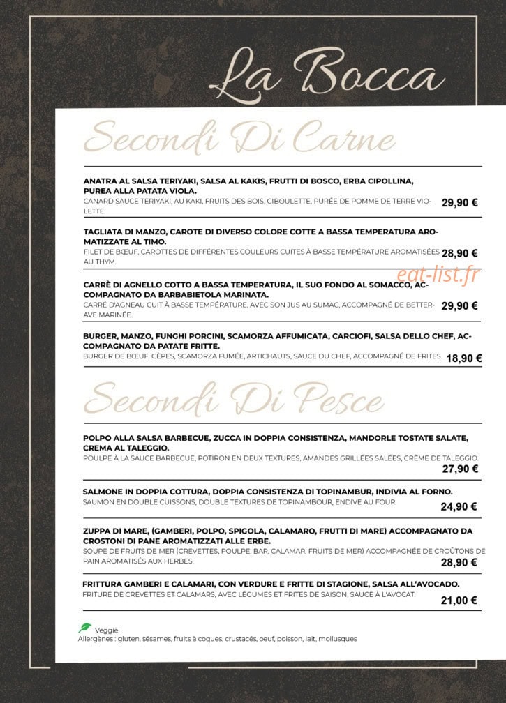 La Bocca — carte page 5