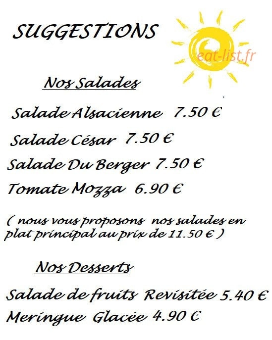 Le bar Camping Erstein — carte page 1