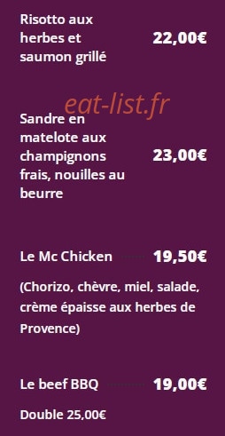 Restaurant le B — carte page 5