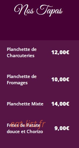 Restaurant le B — carte page 2