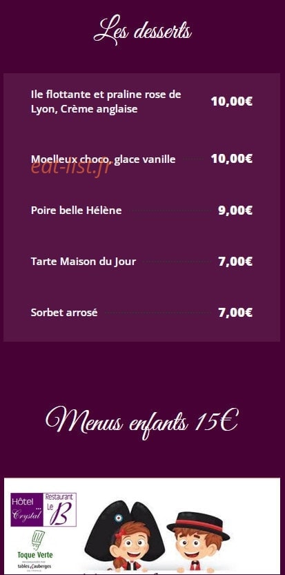 Restaurant le B — carte page 7