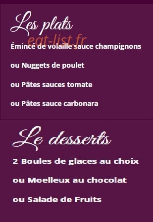 Restaurant le B — carte page 8