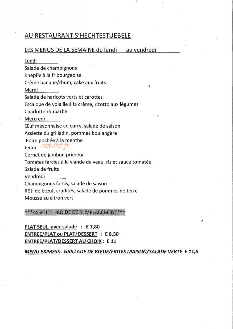 Restaurant s'Hechtestuebele — carte page 2