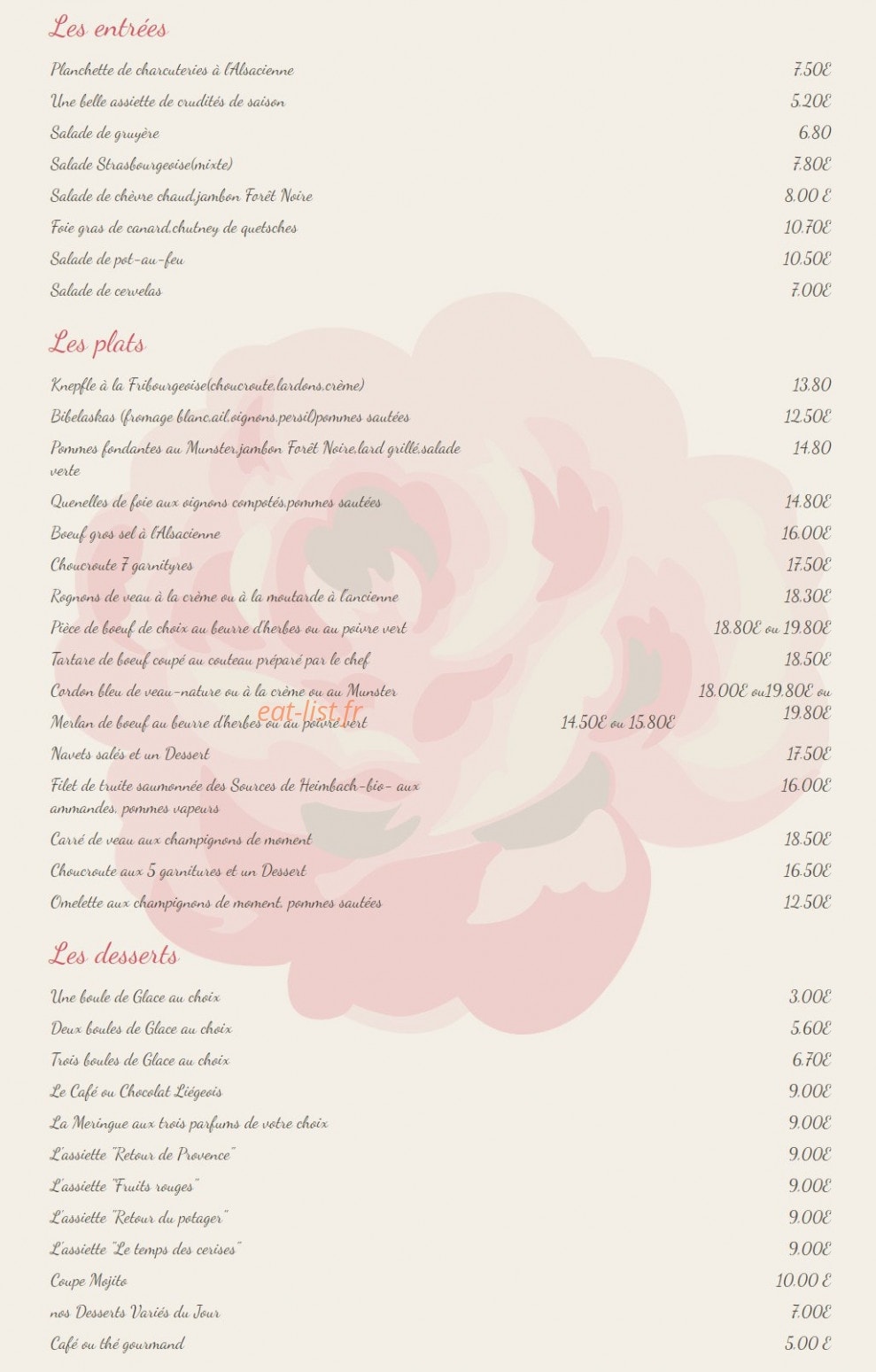 Restaurant s'Hechtestuebele — carte page 1