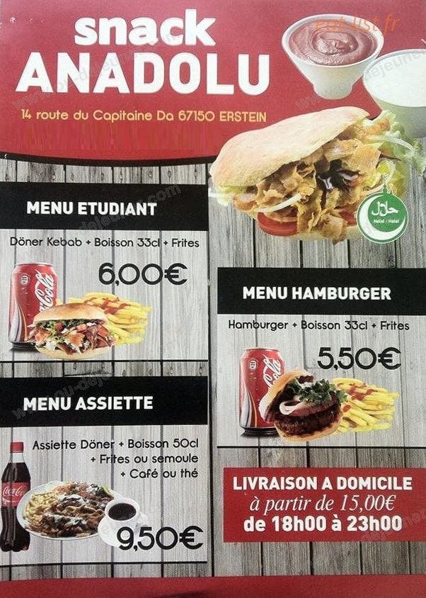 Snack Anadolu — carte page 1