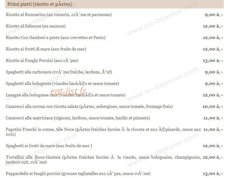 Trattoria du Ried — carte page 2