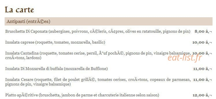 Trattoria du Ried — carte page 1