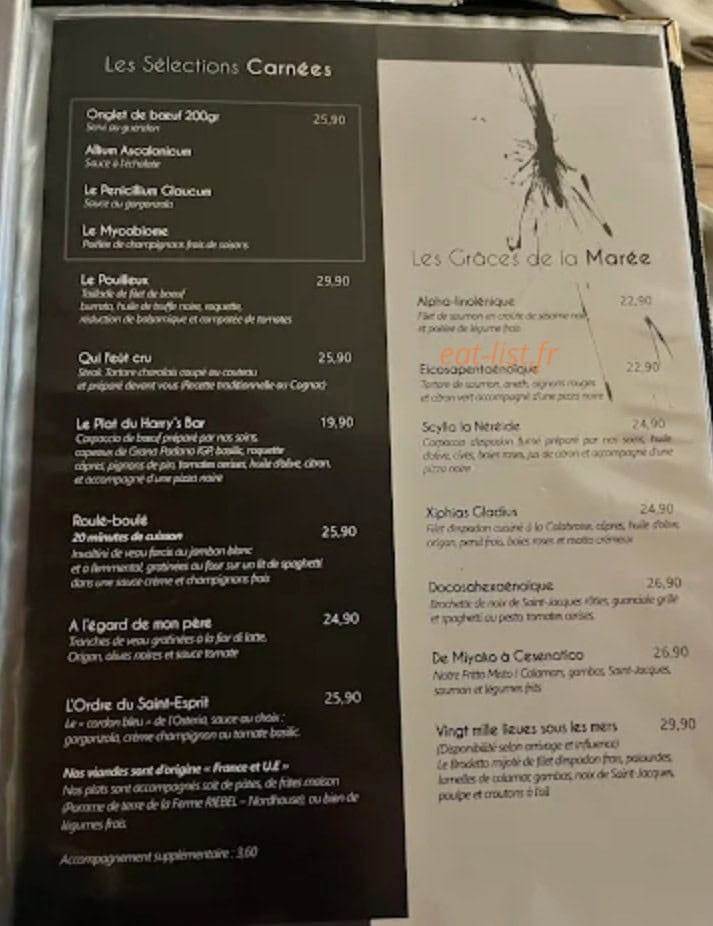 Carte et menu de Les Philosophes à Nordhouse — sélections carnes...