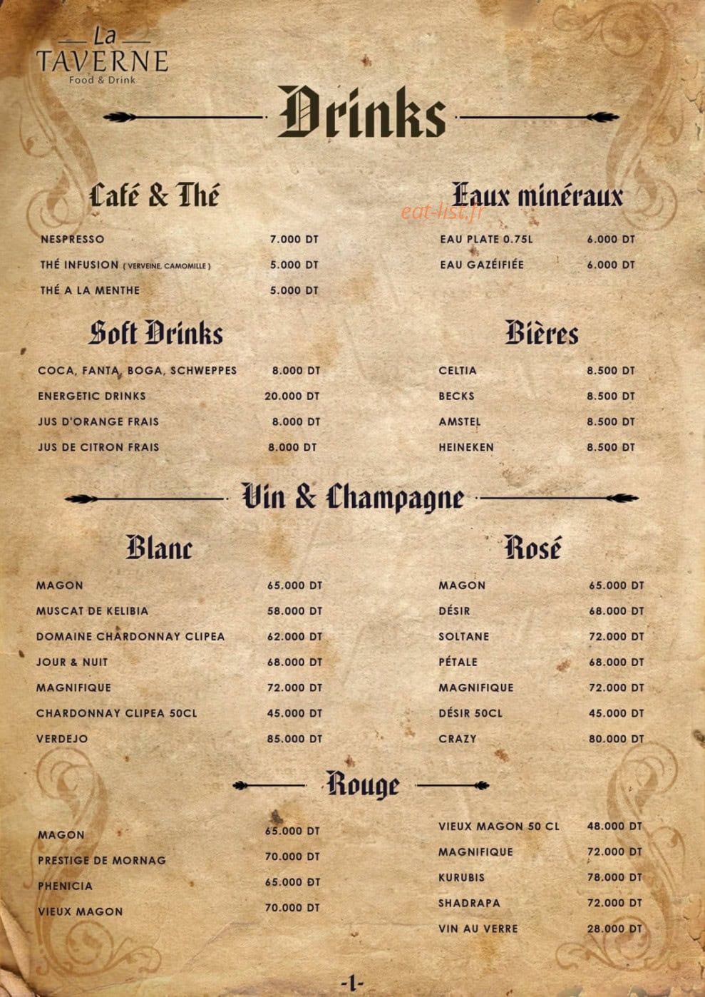 La Taverne — carte page 3