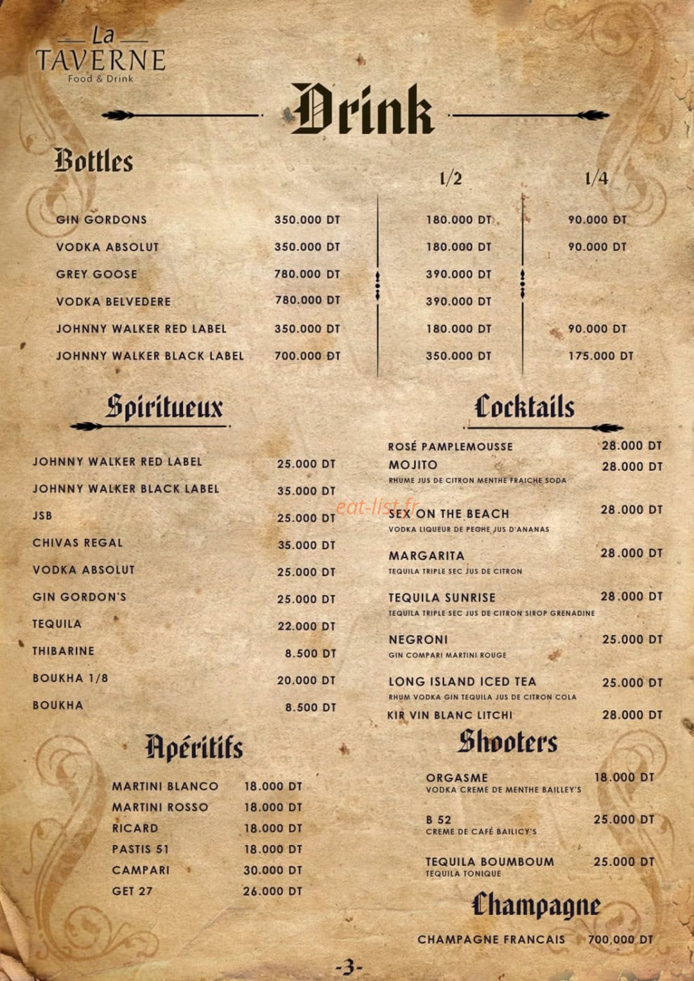 La Taverne — carte page 4