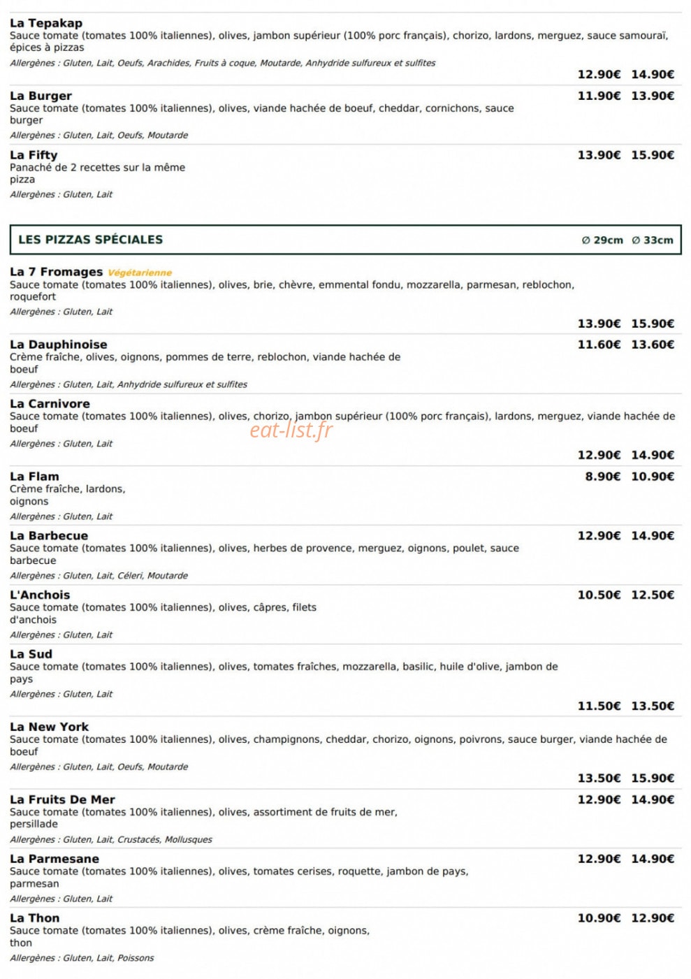 Le Kiosque à Pizzas — carte page 3