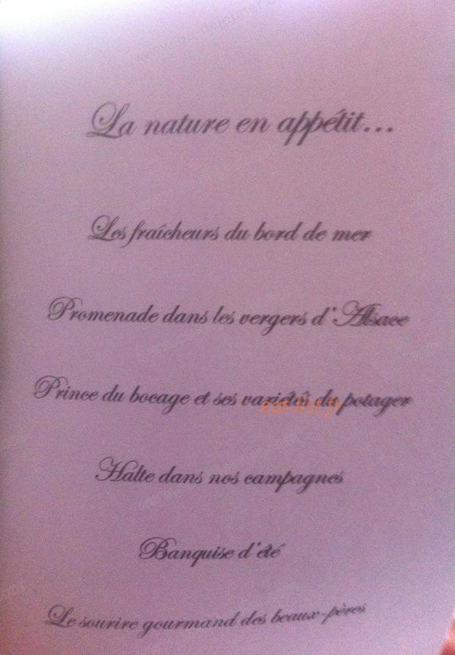 Le Restaurant de l'Europe — carte page 1