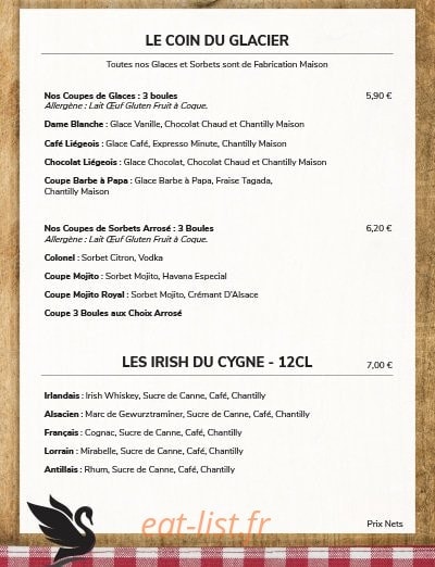 Au Cygne — carte page 2