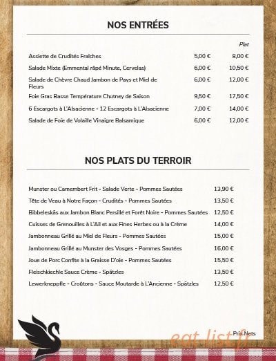 Au Cygne — carte page 1