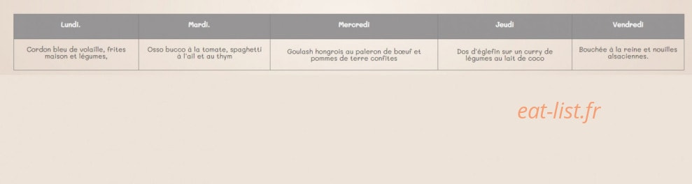 La Table d'à Côté — carte page 1