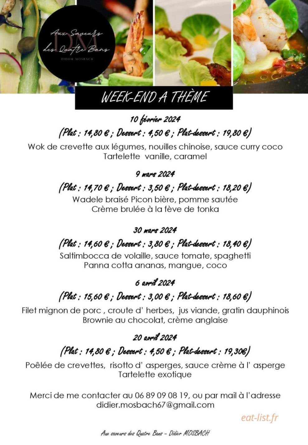 Aux saveurs des 4 bans — carte page 1