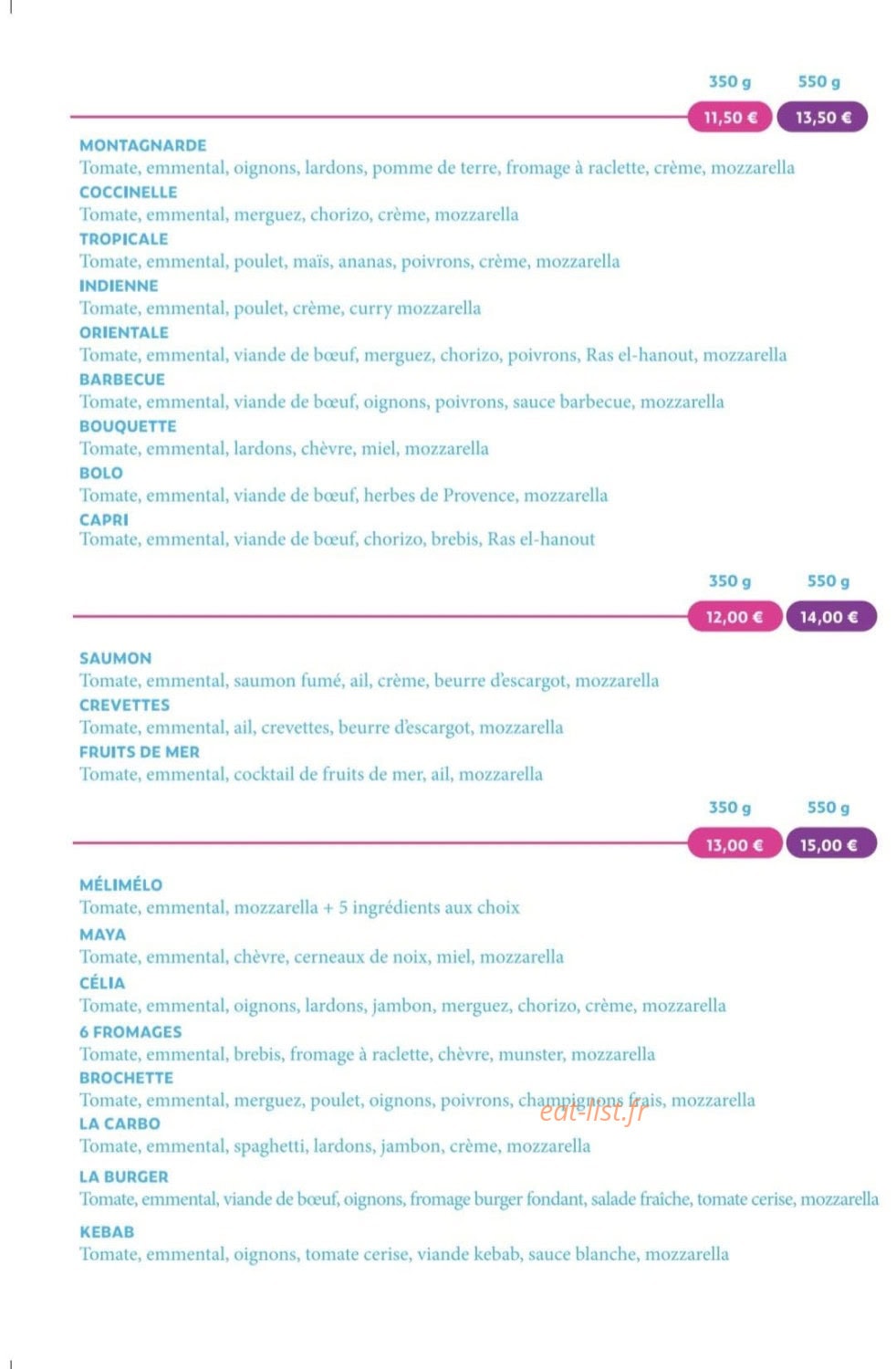 Carte et menu de Cocci Pizza à Gresswiller — Les pizzas page 2