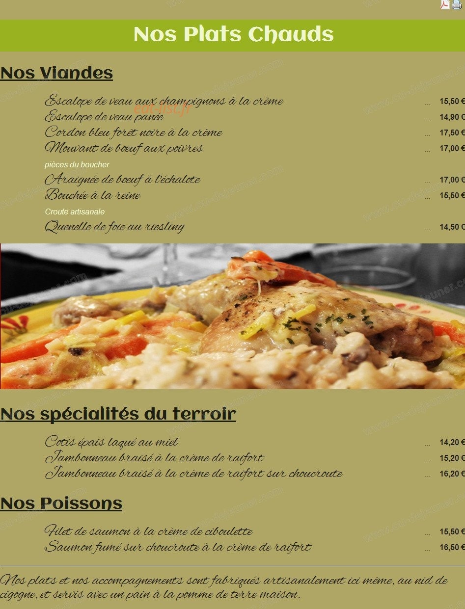 Au Nid de Cigognes — carte page 1