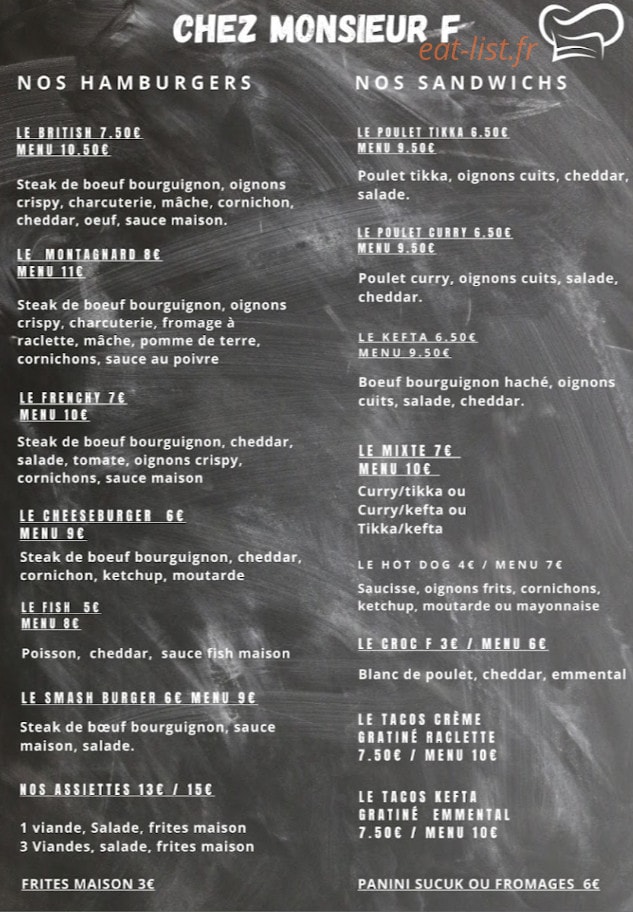 Chez monsieur F — carte page 1