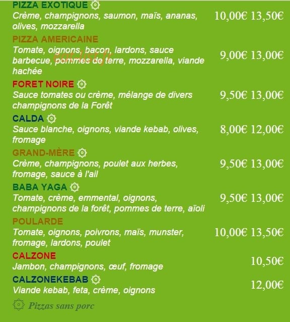 M Pizza — carte page 3