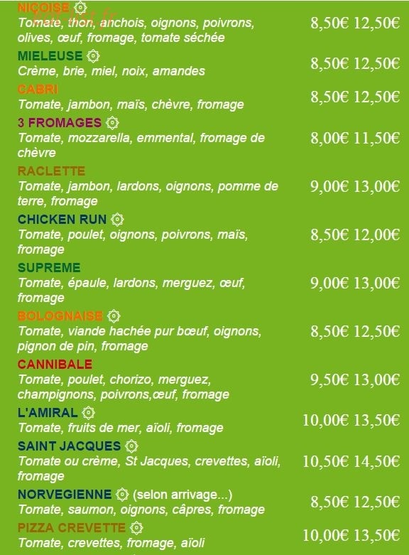 M Pizza — carte page 2