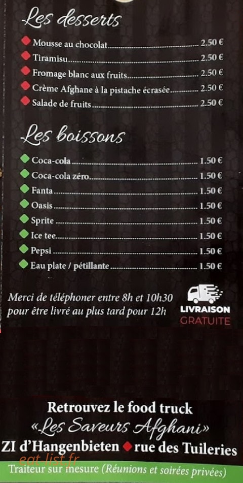 Les Saveurs Afghani — carte page 6