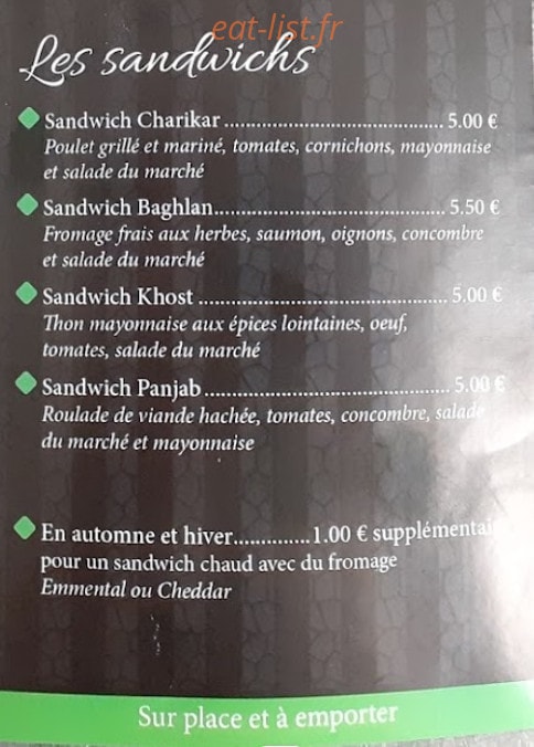 Les Saveurs Afghani — carte page 3