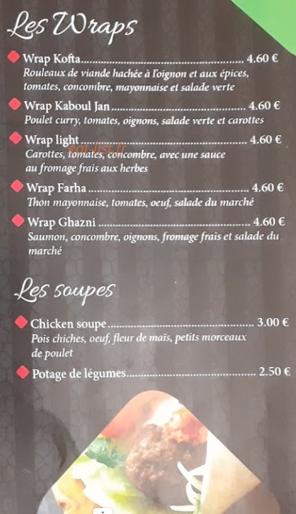 Les Saveurs Afghani — carte page 4