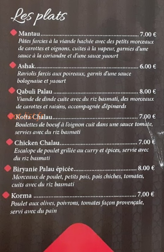 Les Saveurs Afghani — carte page 2
