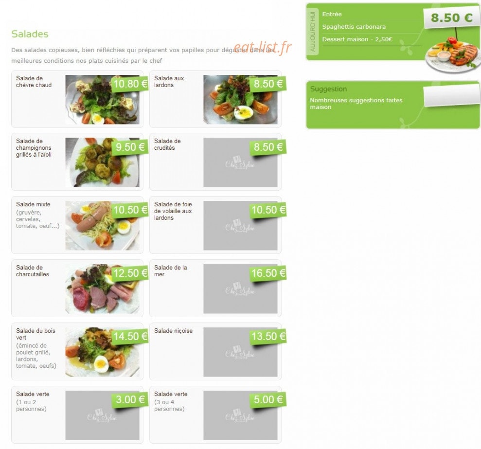 Chez sylvie — carte page 1