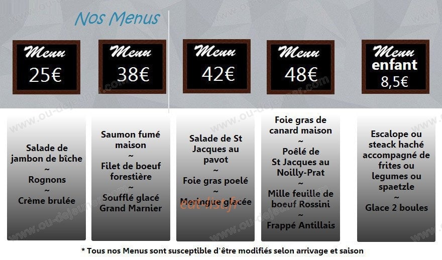 Restaurant Les Tilleuls — carte page 1