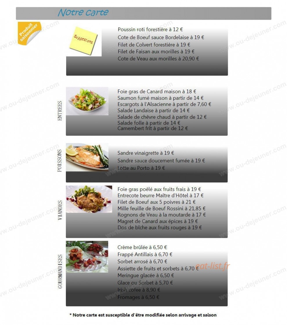 Restaurant Les Tilleuls — carte page 2
