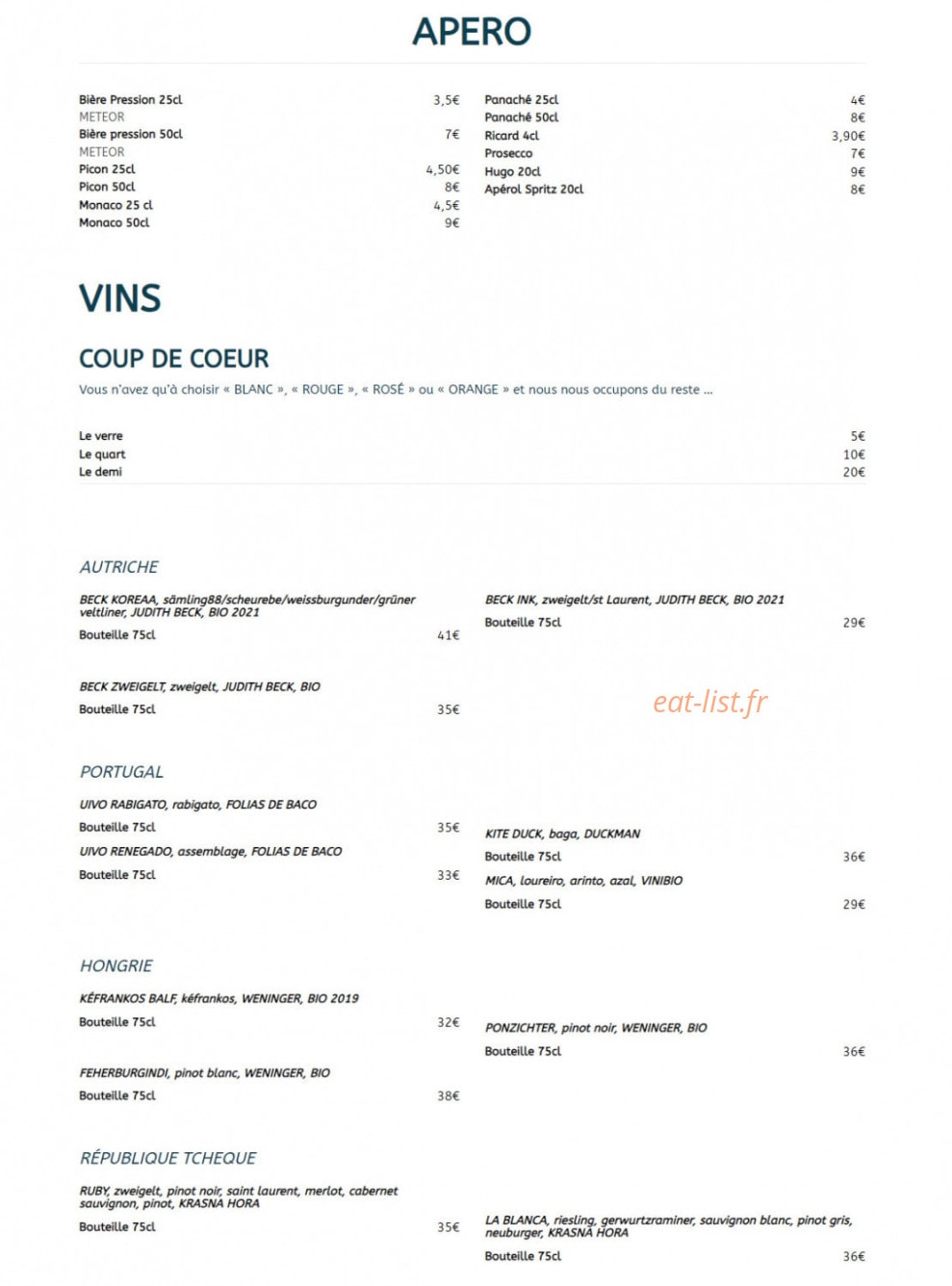 O'4 Sushi Bar — carte page 1