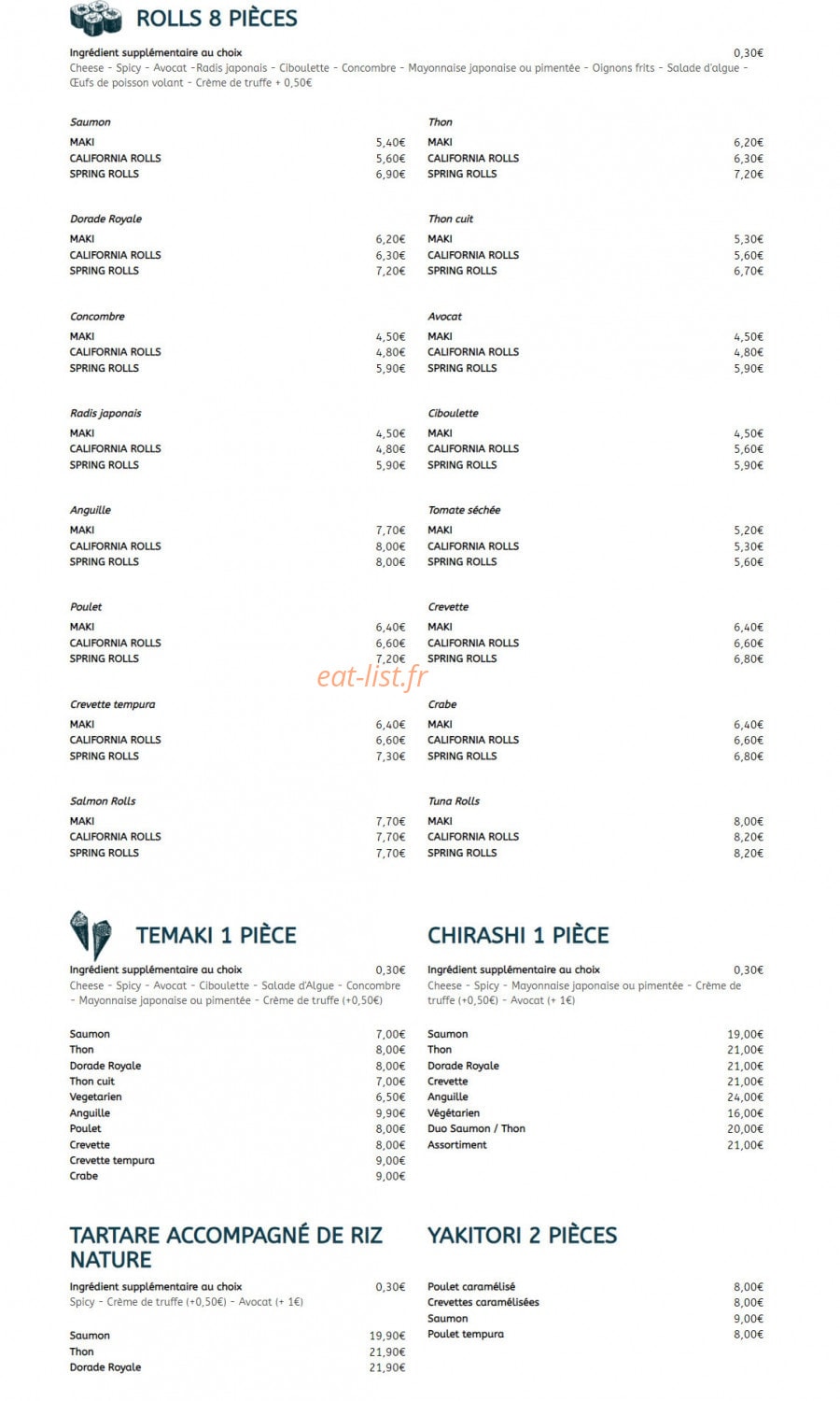 O'4 Sushi Bar — carte page 5