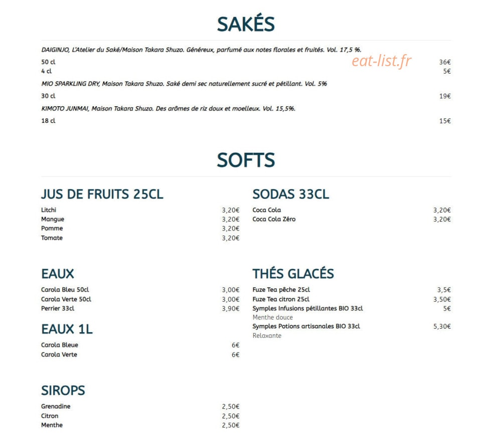 O'4 Sushi Bar — carte page 3