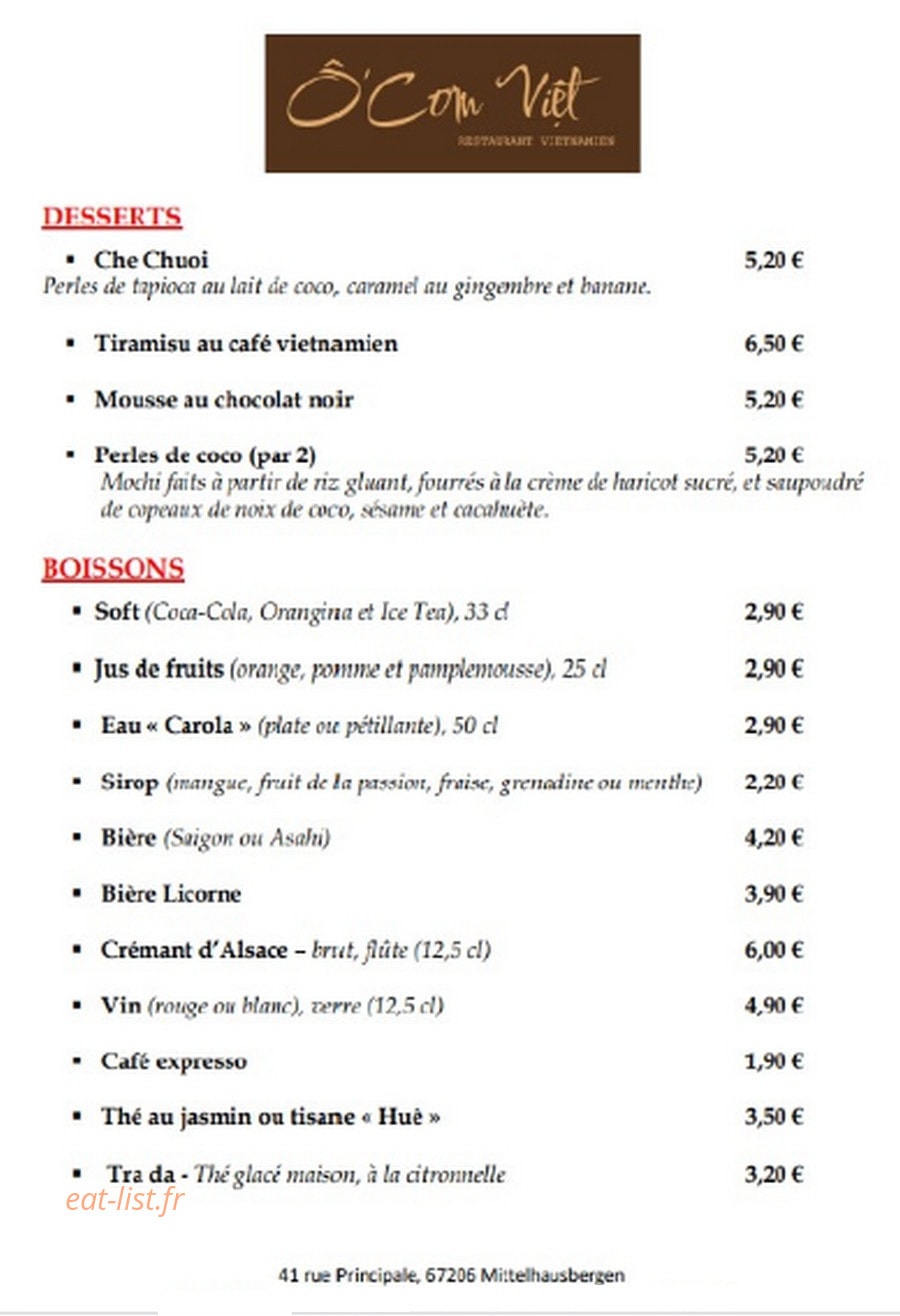 Ô'Com Viet — carte page 2