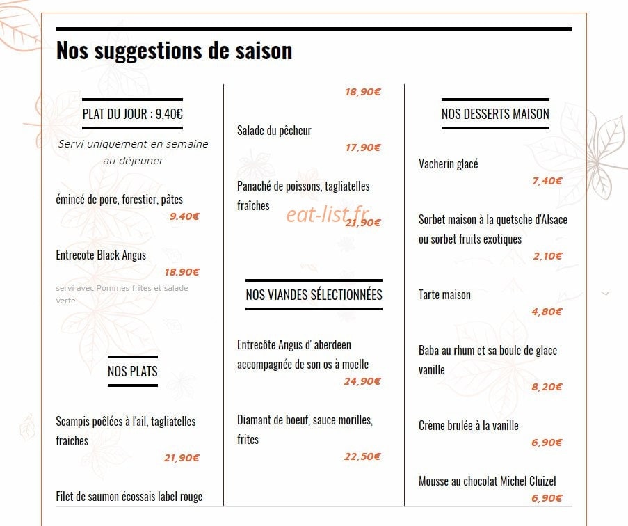 Le Marronnier — carte page 1