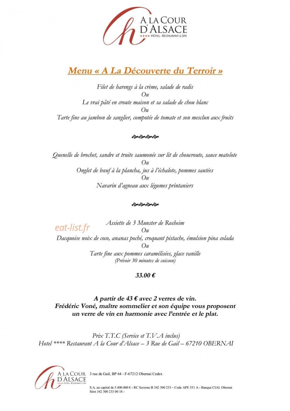 A la Cour d'Alsace — carte page 2