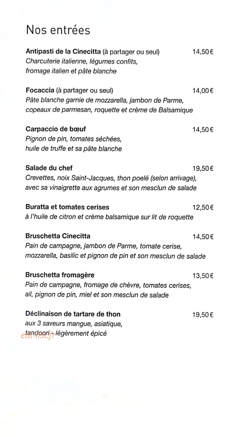 Cinecitta — carte page 1