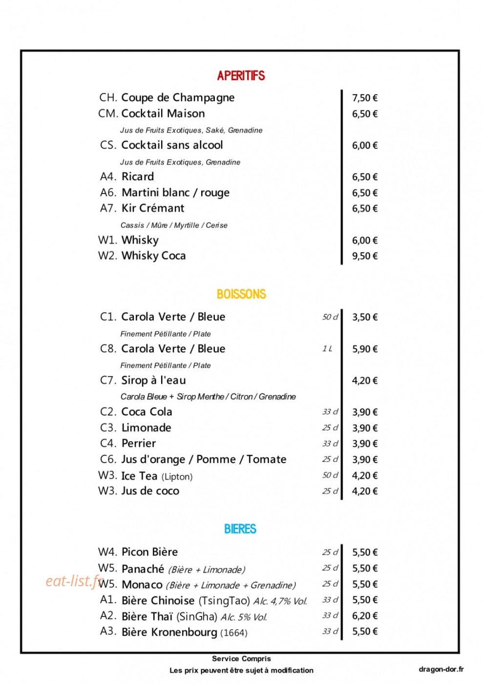 Dragon d'or — carte page 3