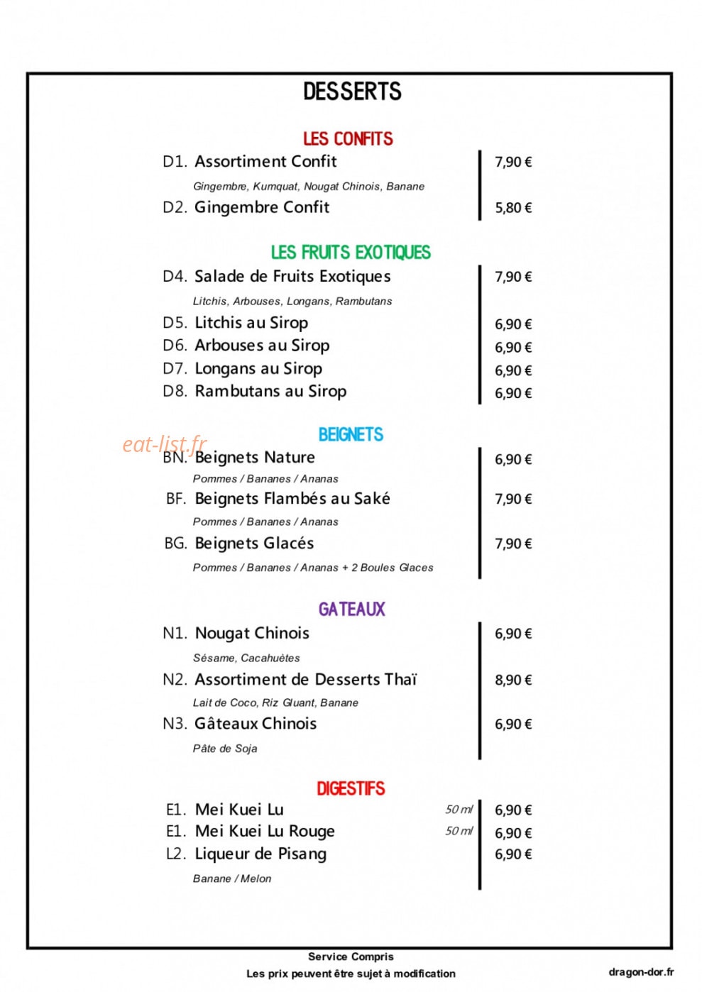 Dragon d'or — carte page 8