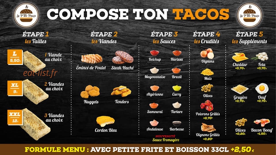 La p'tite pause — carte page 1