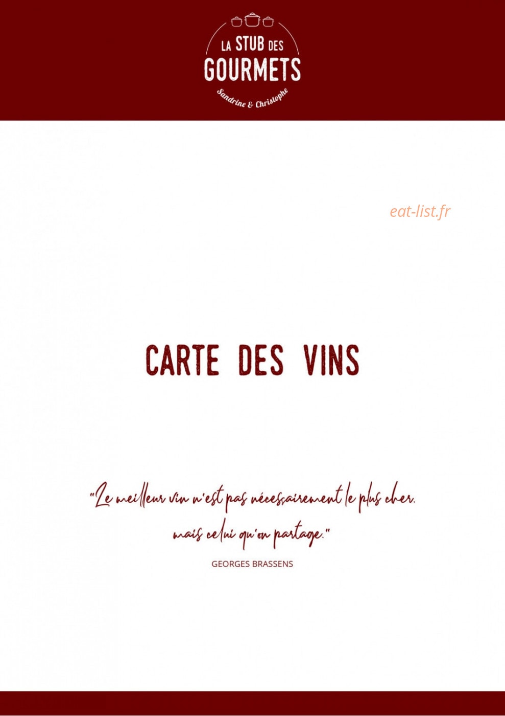 La Stub des Gourmets — carte page 3