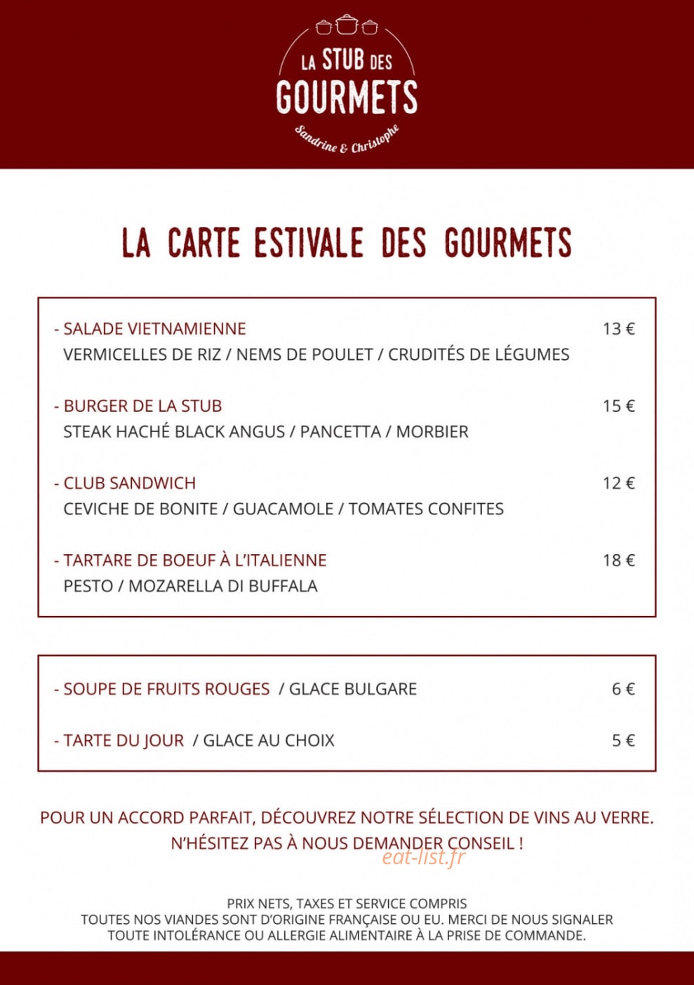 La Stub des Gourmets — carte page 2